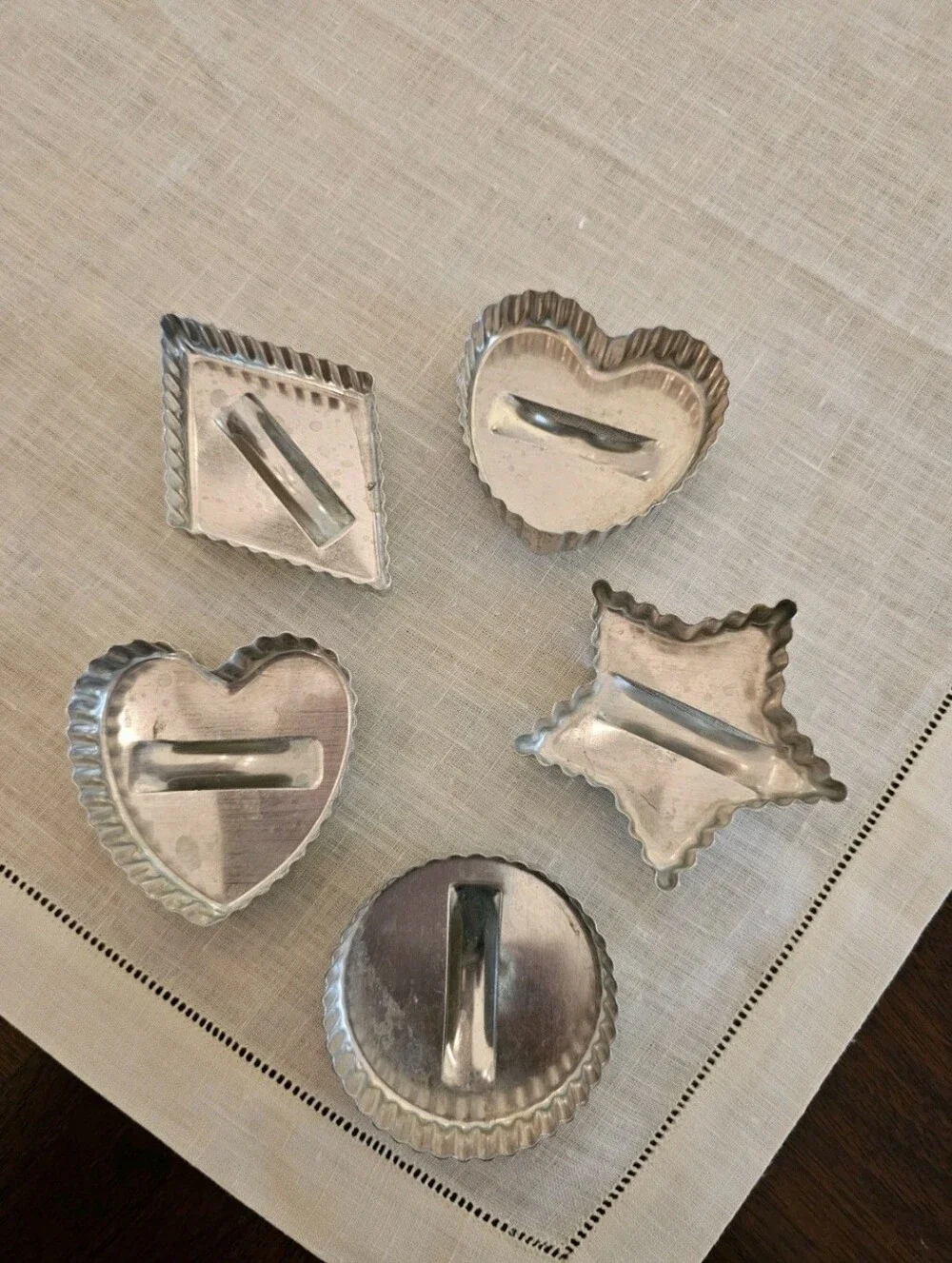 Vintage Aluminum Cookie or Pastry Cutters - Heart, Star, Circle, Square Set